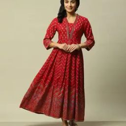 Women Chevron Print Fit & Flare Dress-image-82