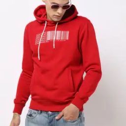 Typographic Print Slim Fit Hooded Sweatshirt-image-18