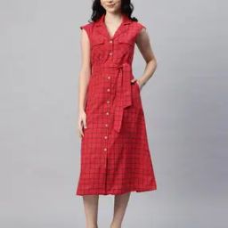 Women Checked Shirt Dress-image-74