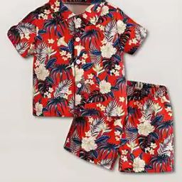 Boys Tropical Print Shirt & Shorts Set-image-12