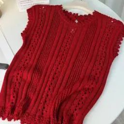 Women Pointelle-Knit Regular Fit Korean Top with Lace-Trim-picture-4