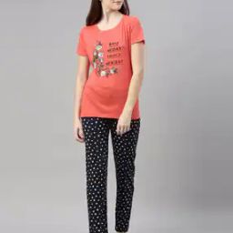 Typographic Printed  Round-Neck Night Wear Sets-image-64