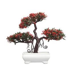 Artificial Plant Bonsai Tree with Red Leaves-14