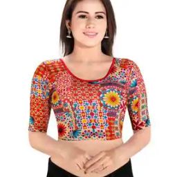 Floral Print Elbow Length Slip-on Blouse-image-77