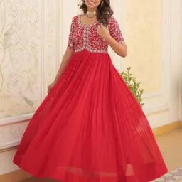 Women Embroidery Anarkali Kurti-image-3