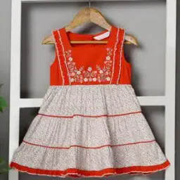 Girls Embroidery Fit And Flare Dress-picture-13