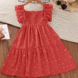 Girls Square Neck  A-line Dress-image-26