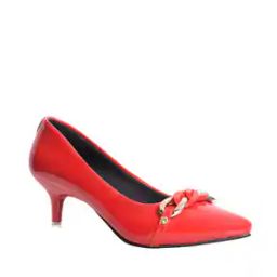Pointed-Toe Slip-On Stilletos with Chain Details-81