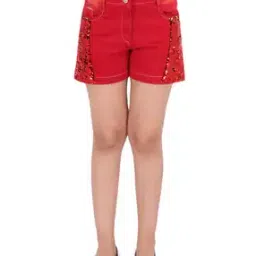 Embellished Shorts with Insert Pocket-image-79