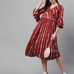 momtobe Striped Fit & Flare Dress-picture-18