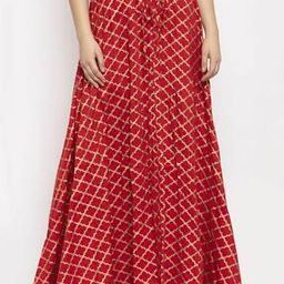 Ethnic Geometric Print Flared Skirt-picture-2