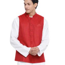 Checked Mandarin-Collar Nehru Jacket-picture-46