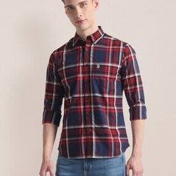 Men Checked Tailored Fit Shirt with Patch Pocket-45