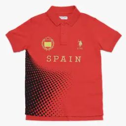 Boys Geometric Placement Print Regular Fit Polo T-Shirt-image-2