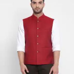 Men Slim Fit Nehru Jacket with Welt Pockets-31