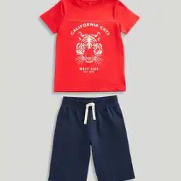 Boys Graphic Print Cotton T-Shirt & Shorts Set-image-61