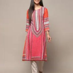 Red Rayon Straight Kurta-image-2