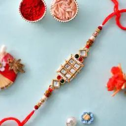 Mirror & Pearl Rakhi with Roli Chawal & Greeting Card-image-37