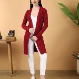 Women Open Collar Shrug with Full Sleeves-17