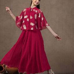 Girls Fit & Flare Dress with Cape-image-24