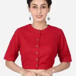 Women Front-Open Cotton Blouse-image-61