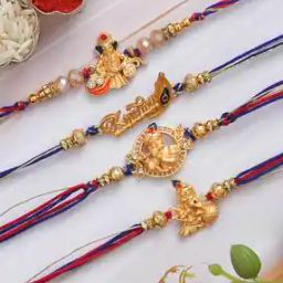 Set of 4 Gold-Plated Stone-Studded Rakhis -image-65