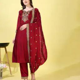 Women Embroidered Straight Kurta Set-image-97