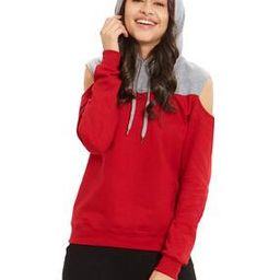 Colourblock Cold Shoulder Hoodie-image-51