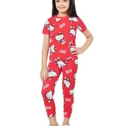 Girls Graphic T-Shirt And Pyjamas Set-34