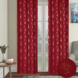Set of 2 Printed Eyelet Long Door Curtains-image-23