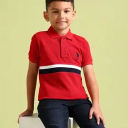 Boys Striped Regular Fit Polo T-Shirt-image-56