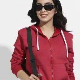 Zip-Front Hoodie with Split-Kangaroo Pockets-picture-16