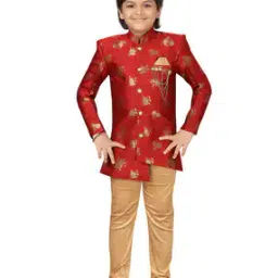 aj dezines Floral Print Mandarin Collar Sherwani Set-picture-4