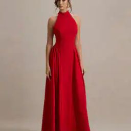 Women Halter-Neck Fit & Flare Dress-image-54