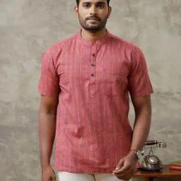 Men Regular Fit Short Kurta with Mandarin Collar-7