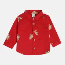 Boys Printed Cotton Shirt with Welt Pocket-image-5