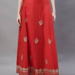 Embroidered Flared Skirt with Drawstrings-48