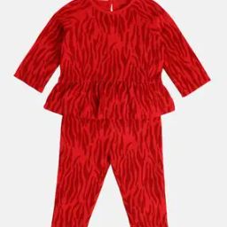 Girls Animal Print Cotton Peplum Top & Pants Set-image-17