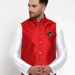 Micro Print Nehru jacket with Button Closure-31