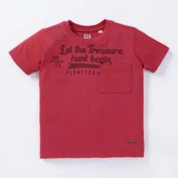 Boys Typographic Print Regular Fit Crew-Neck T-Shirt-image-45