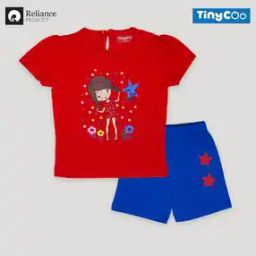 Girls Printed Regular Fit T-Shirt & Shorts-45