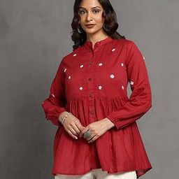 Women Cotton Hand Embroidered Tunic-image-31