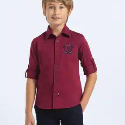 Boys Embroidered Regular Fit Shirt with Spread Collar-image-72