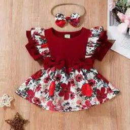 Girls Floral Print A-Line Dress -49