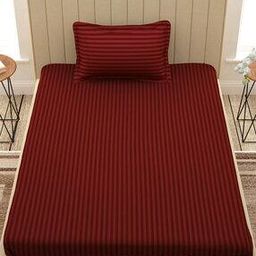 Striped Single Bedsheet with 1 Pillow Cover-image-42