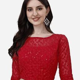 Women Embroidery Back Open Blouse-image-81