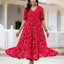 Women Block Print Fit and Flare Dress-image-53