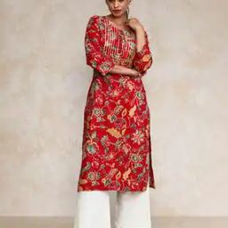 Women Floral Print Straight Kurta-image-35