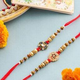 Set of 2 Stone-Studded Thread Tie-Up Rakhis-image-1