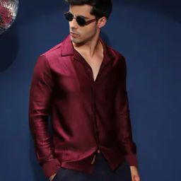 Men Satin Regular Fit Shirt-image-3